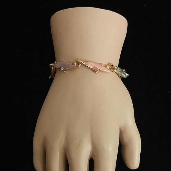 LADIES MULTI COLOR DOLOHIN DESIGN BRACLETT - Picture 1 of 4